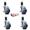 Service Caster 4'' Blue Poly Swivel 1-5/8'' Expanding Stem Caster Set with Brake, 4PK SCC-EX20S414-PPUB-BLUE-TLB-158-4 - alternate 3